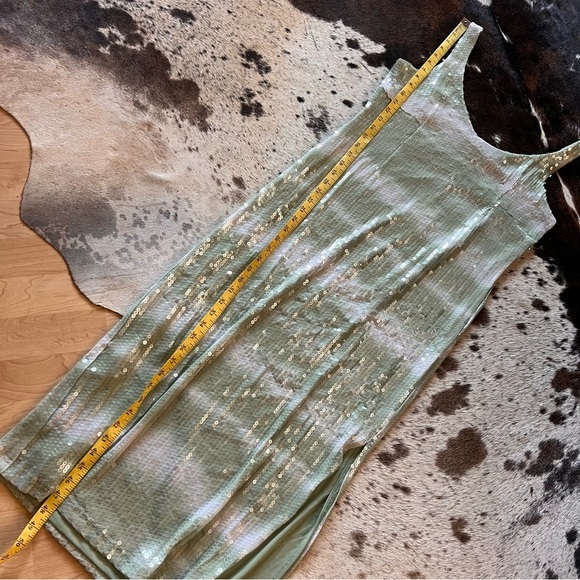 CAROLINE CONSTAS NWT Mint Green Ombre Sequin V-Neck Sleeveless Midi Dress Size M - Picture 8 of 12